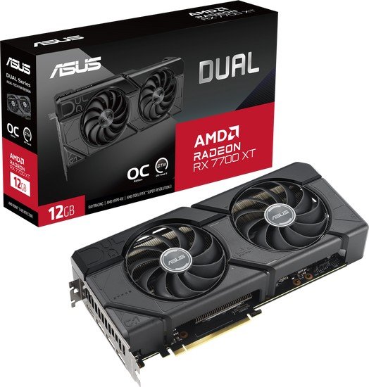 Видеокарта ASUS Dual Radeon RX 7700 XT OC Edition 12GB GDDR6 DUAL-RX7700XT-O12G