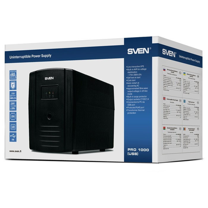 Источник бесперебойного питания SVEN Pro 1000 (USB)