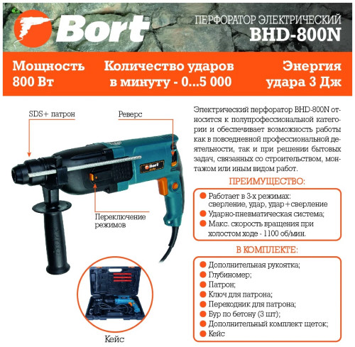 Перфоратор Bort BHD-800N