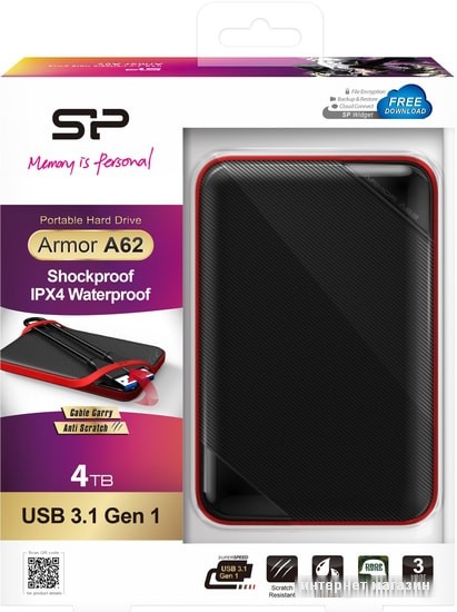 Внешний жесткий диск Silicon-Power Armor A62 4TB SP040TBPHD62LS3K