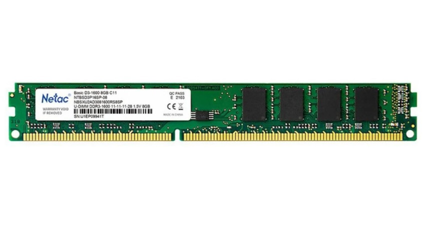 Оперативная память Netac Basic 8GB DDR3 PC3-12800 NTBSD3P16SP-08